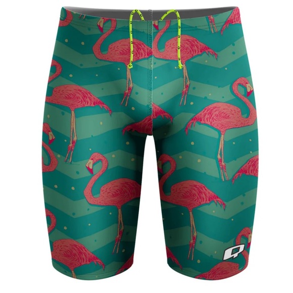 Q swimwear NWT size 32 Flock of Flamingos Jammer Swimsuit - Picture 3 of 8